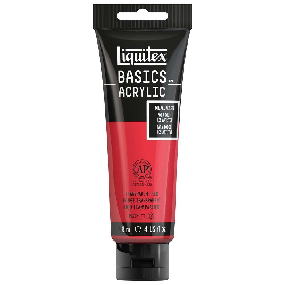Basics Acrylic 118ml Tube, Transparent Red
