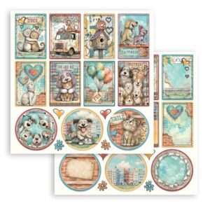 12X12 Patterned Paper, Furry Friends 2 - Small Cards and Rounds