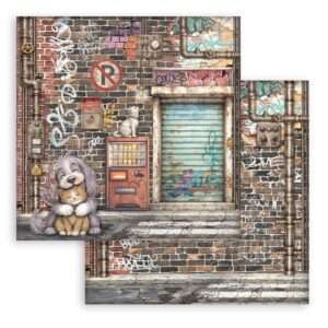 12X12 Patterned Paper, Furry Friends 2 - Street Art Dog and Cat
